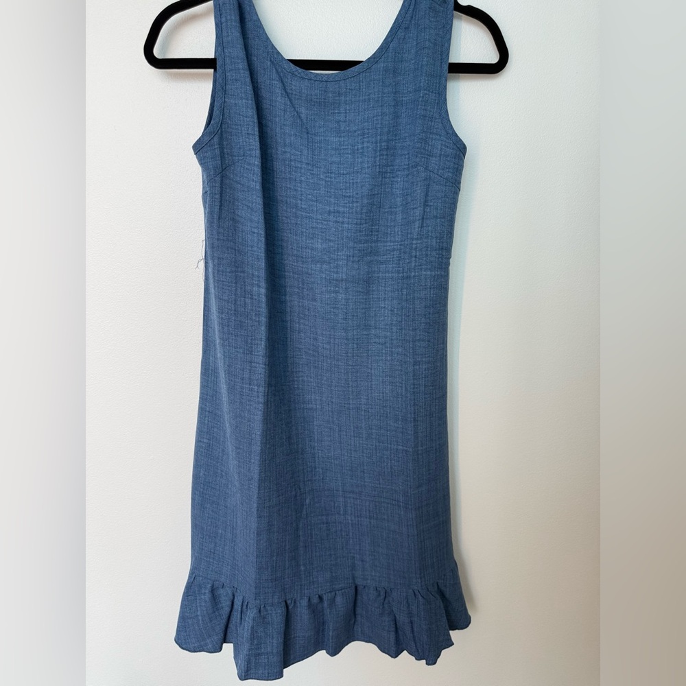 Elegant Blue Ruffle Hem Mini Dress - Picture 4 of 5